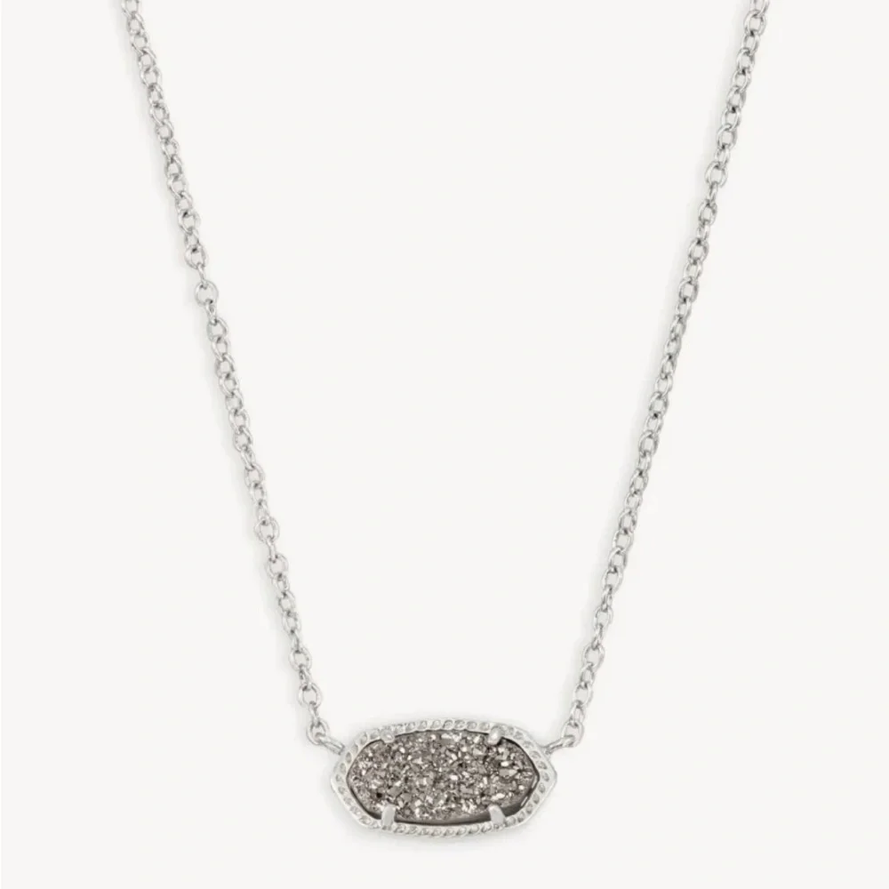Kendra Scott Elisa Silver Pendant Necklace in Platinum Drusy - Picture 2 of 6